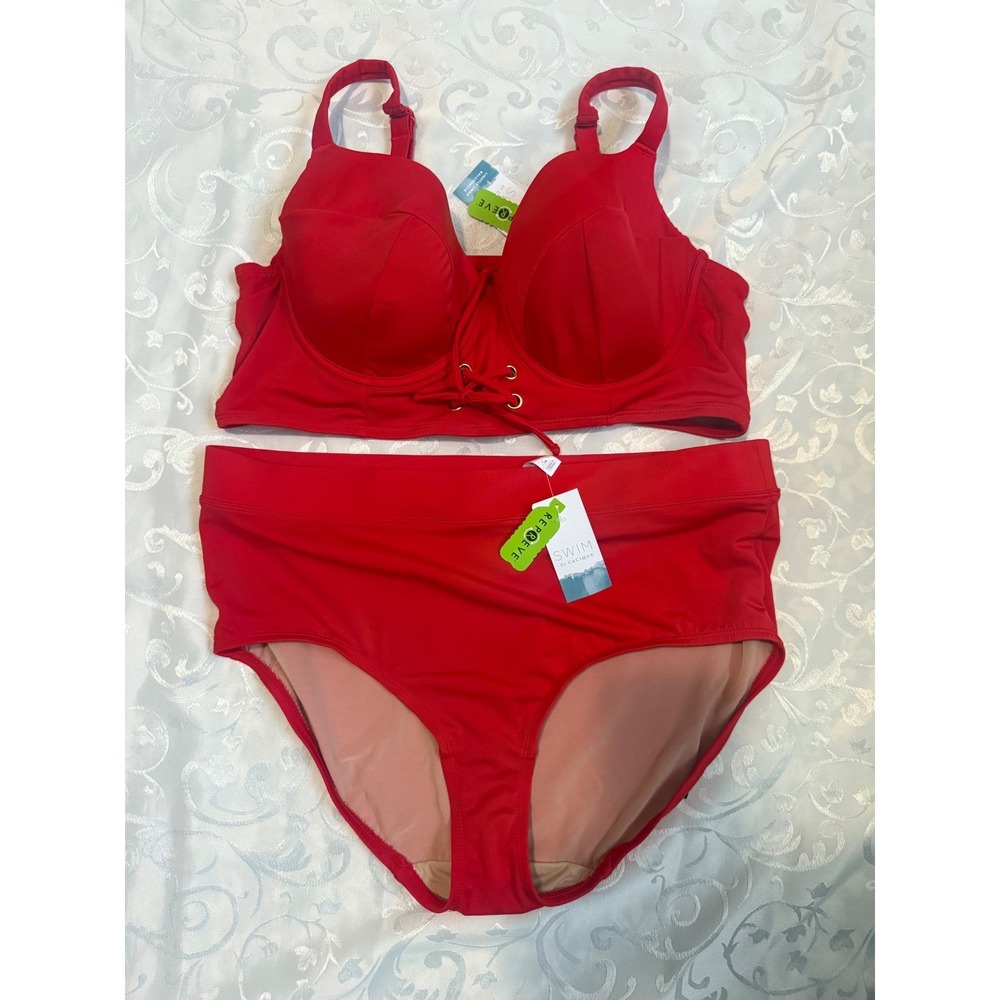 Red Swimwear By Cacique 2-piece- size 14